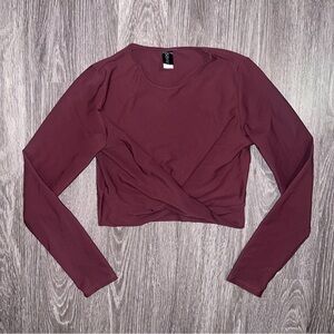 burgundy red savvi soft athletic long sleeve top (m)